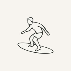 vector illustration of surfing elements in one line style