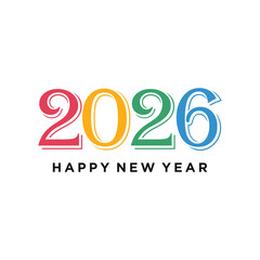 Colorful Happy New Year 2026 typography design