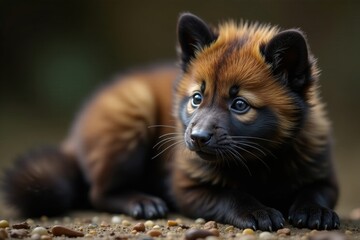 Obraz premium Soft, dark fur; brown, black, white spotted hide, wildlife photography, design