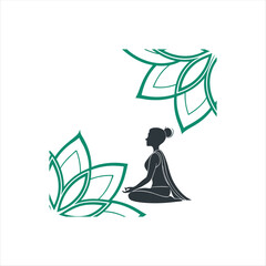 Yoga Lotus Pose Silhouette with Lotus Flower Mandala – Wellness and Meditation Logo Design