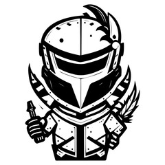 Black and White Futuristic Armor Character Art