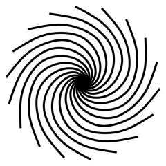 Abstract black and white spiral pattern creating a hypnotic or vortex illusion. Simple and modern geometric design.