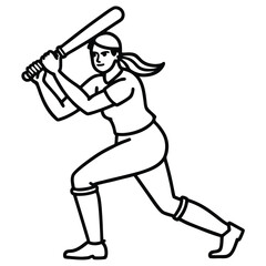 Female Cricketer in Action Powerful Batting Pose