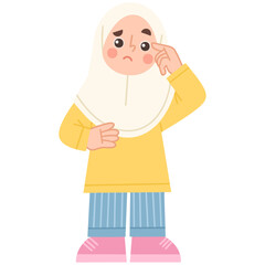 Illustration of a hijab girl feeling confused