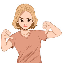 Illustration of a woman with a thumbs down