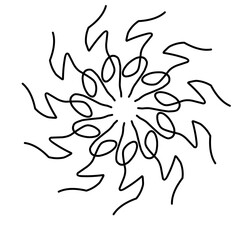 Abstract black and white line art illustration of a swirling vortex. Simple and modern decorative graphic design element.