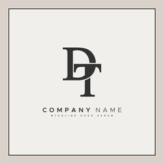 Abstract Letter DT Logo - Initial Monogram Template for Alphabet D and T