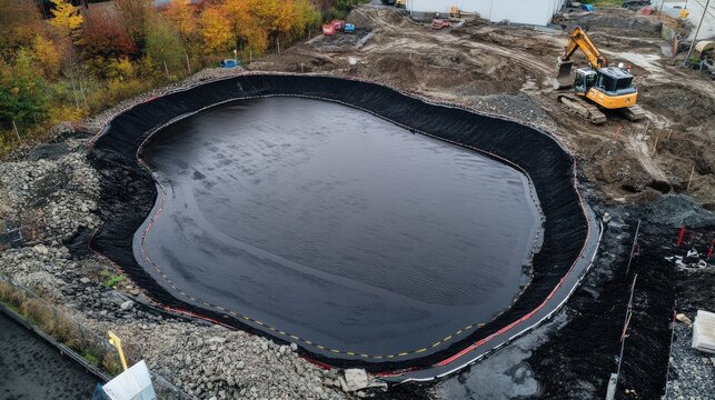 Heap leach pads covered with geomembrane liners for gold recovery