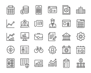 Accounting Line Icons Collection for Business Use