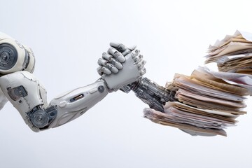 Economic Power Struggle: Robotic Arms Wrestle Over Global Trade