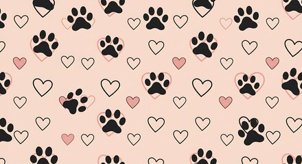 Fototapeta premium Paw Prints of Affection AI Generated