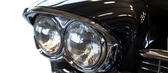 Close up of a vintage car headlight detail

