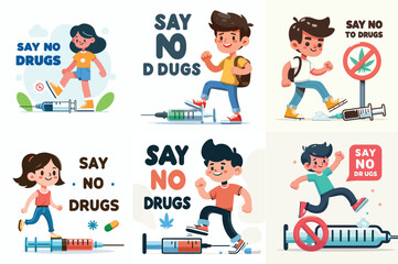 anti-drug poster, teenager stepping on a syringe, with the words 