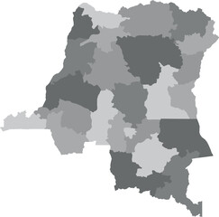 Colored Administrative Map of the Democratic Republic of the Congo