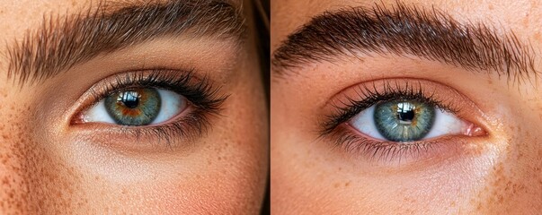 Fototapeta premium Examining the subtle artistry behind V-line shaping transformations, we present a detailed comparison of aesthetic treatments designed to contour and refine the facial profile This side-by-side
