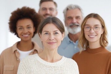 Fototapeta premium diverse group portrait for father day with blurred background and minimalistic composition