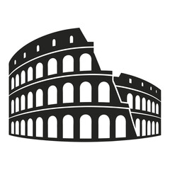 Naklejka premium Minimal Roman Colosseum Flat Silhouette Illustration