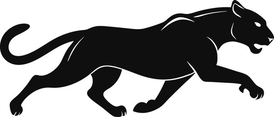Silhouette of a running panther, showcasing speed, power, and grace