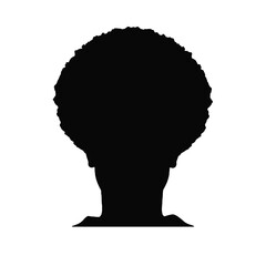 Male Silhouette Profile with Afro Hair and Beard – Vector Illustration