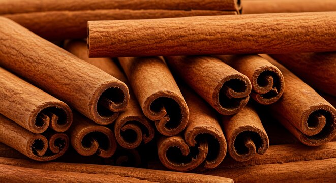 Rich Aromatic Cinnamon Sticks Close-Up AI Generated