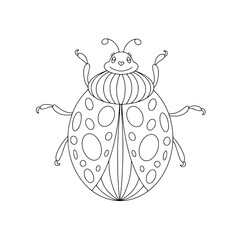 Black and White Simple Linear Illustrative Beetle Coloring Page
