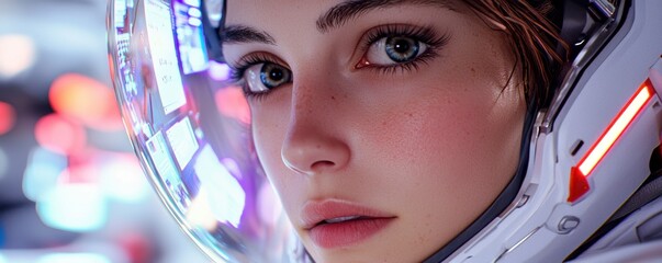 In a brightly lit futuristic hospital ward, a streamlined silver robotic medical assistant meticulously presents vital patient information on a shimmering, transparent holographic display screen A