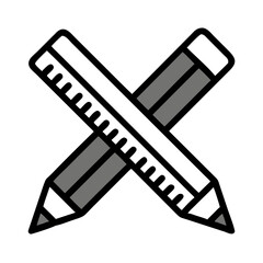 Pencil and Ruler Crossed Tools Icon Design