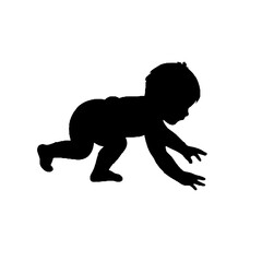 Obraz premium Baby Silhouette Crawling – Child Outline Vector Illustration
