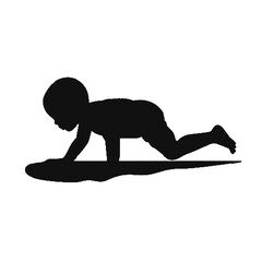 Baby Silhouette Crawling &ndash; Child Outline Vector Illustration