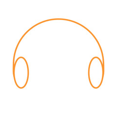 Headphone earphone musik icon web hand draw line cute cartoon illustration for decoration orange pattern or creative idea
