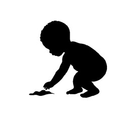 Baby Silhouette Crawling – Child Outline Vector Illustration