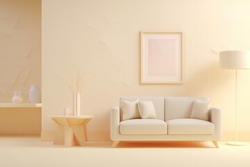 Fototapeta premium minimalistic 3d-rendered living room scene