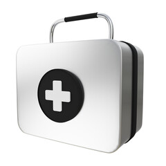 First Aid Kit 3D Silver Metallic Concept Materials