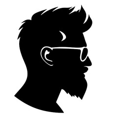 Stylish Bearded Man Vector Silhouettes with Sunglasses | Hipster Male Portrait Illustrations