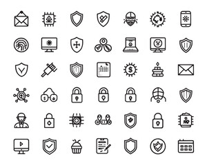 Minimal Antivirus Outline Symbol Design Set