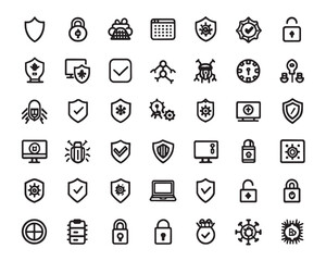 Cybersecurity Line Icons for Web Protection