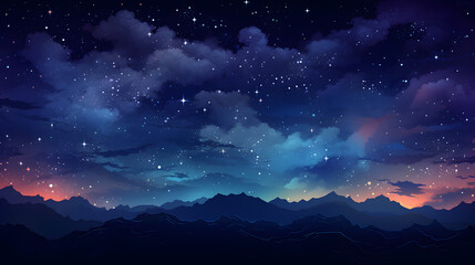 Fototapeta premium A vibrant illustration of the night sky illustration abstract decorative painting