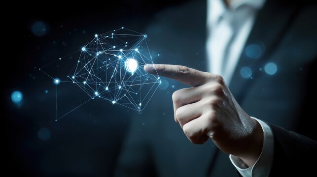 Innovative technology interaction corporate office digital content high-tech environment close-up view future concepts