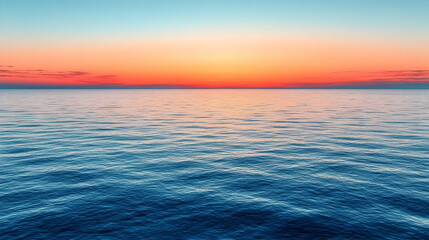 Obraz premium Vibrant Sunset Over a Calm Ocean Horizon