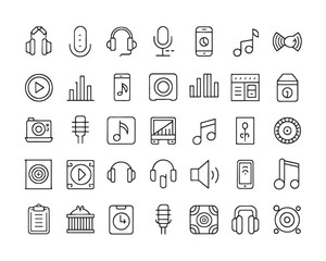 Simple Audio Control Vector Line Icons