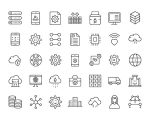 api line art icons for web developers