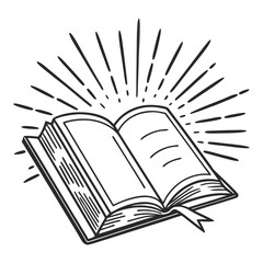 Open Book with Glowing Effect and Rays - Education and Knowledge Concept - Vector Illustration