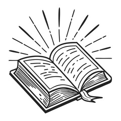 Open Book with Glowing Effect and Rays - Education and Knowledge Concept - Vector Illustration