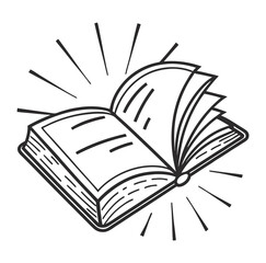 Open Book with Glowing Effect and Rays - Education and Knowledge Concept - Vector Illustration