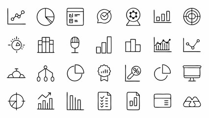 Fototapeta premium Linear chart icons for conveying growth trends data comparison and business insights in web apps and presentation design assets