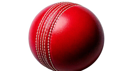 Classic Red Cricket Ball with Prominent Seam on White Backdrop