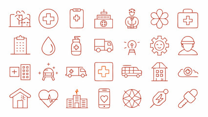 Improve your emergency response UI with these carefully designed line icons focused on medical help crisis response and rescue themed visuals