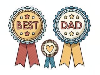 vector best dad badges labels and medals design for t shirts and mugs