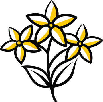 yellow flowers black outline simple design clip art preview