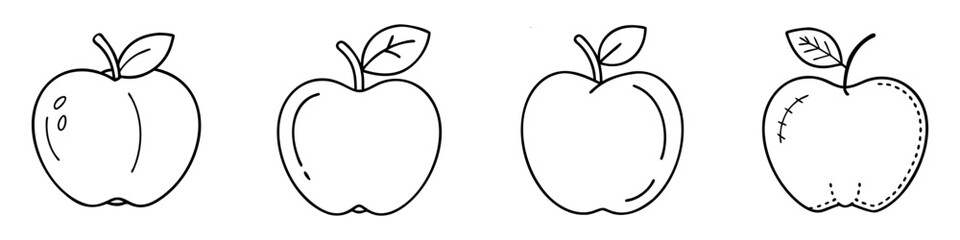apple icon, apple line art - simple line art of apple, perfect for apple logos and icons